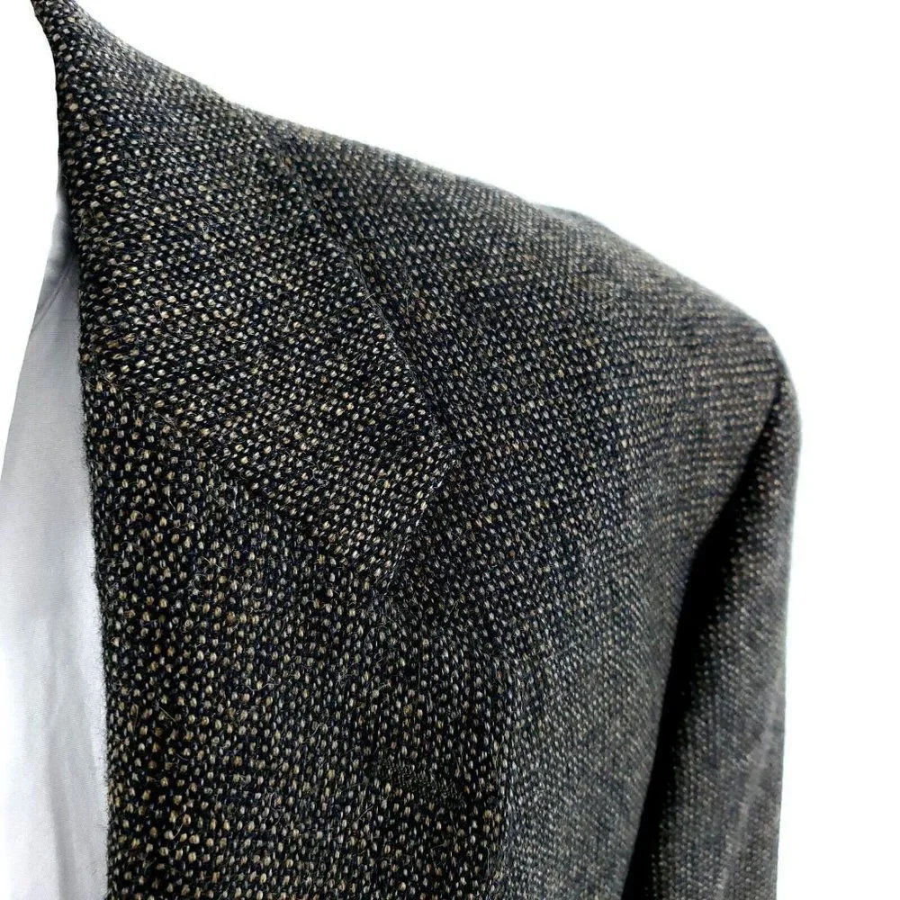 Chaps Ralph Lauren Tweed Wool Alpaca 2 Button Sport Coat 44L Black Tan Birdseye‎